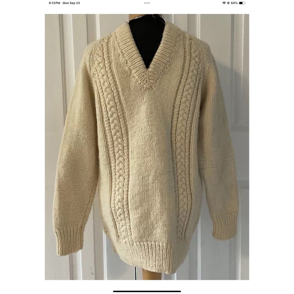 The Mohair Farm Unisex Cable Knit Sweater Cream Size M/L? Vintage Australia READ